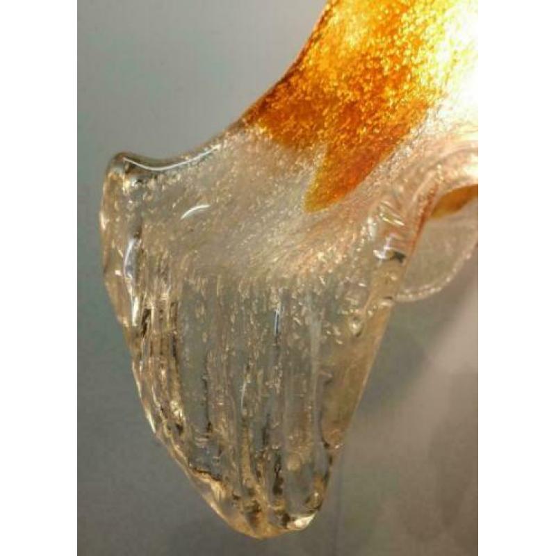 Hanglamp, Italiaans Murano glas, wit/ geel, vintage jaren 60