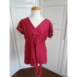 Blouse 36 38 Blauw Zwart Wijd Vallend ( Jool )