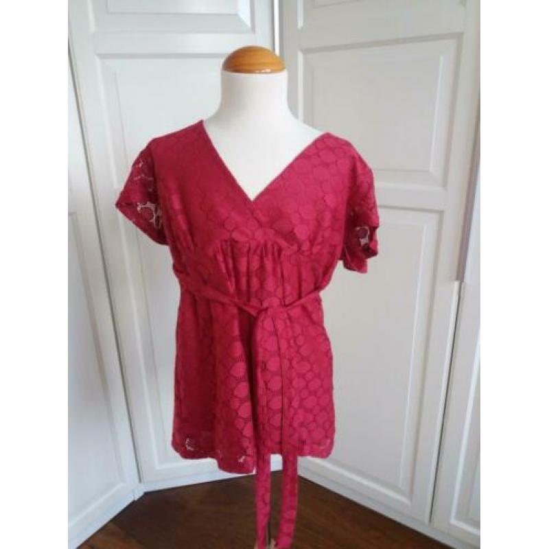 Blouse 36 38 Blauw Zwart Wijd Vallend ( Jool )