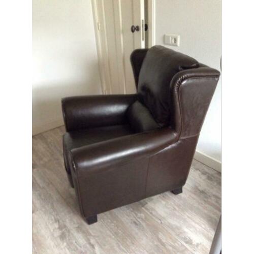 Bruine lederlook fauteuil