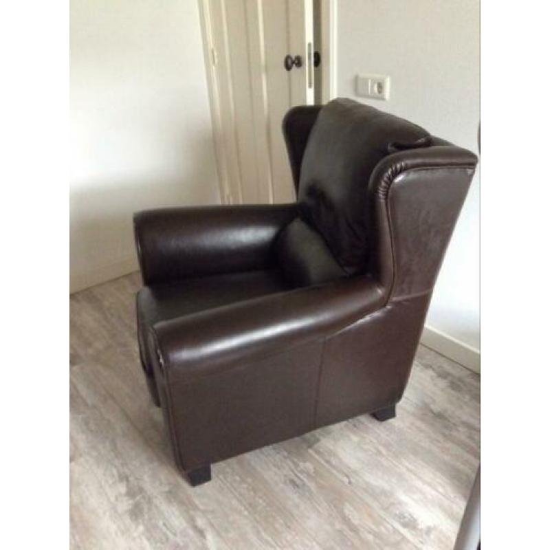 Bruine lederlook fauteuil