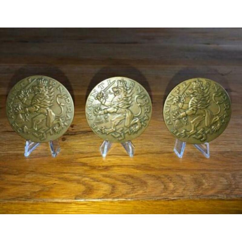 3 bronzen verzets penningen