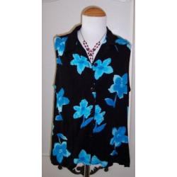 Blouse 36 38 Blauw Zwart Wijd Vallend ( Jool )