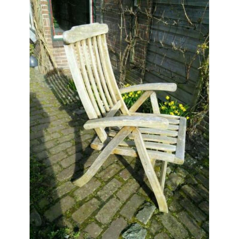 Tuinstoel,"Garden green" teakhout, standenstoelen. Naturel