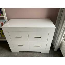 Complete hoogglans witte babykamer