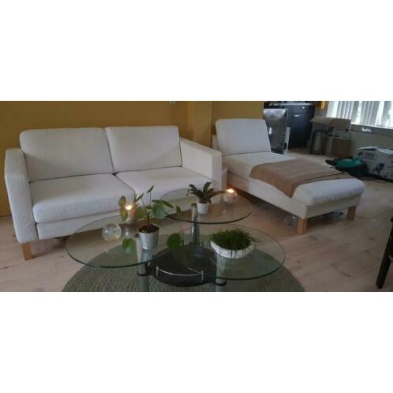 Mooie Karlstad bank met chaise longue wit katoen