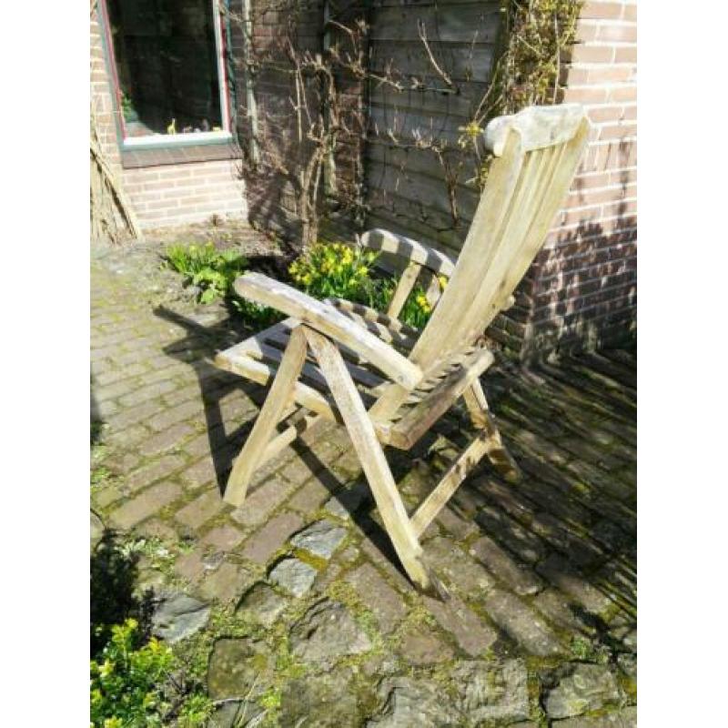 Tuinstoel,"Garden green" teakhout, standenstoelen. Naturel