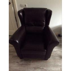 Bruine lederlook fauteuil