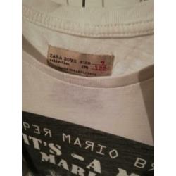 ZARA Mario t-shirt maat 122 128 wit zwart jongens shirt bros