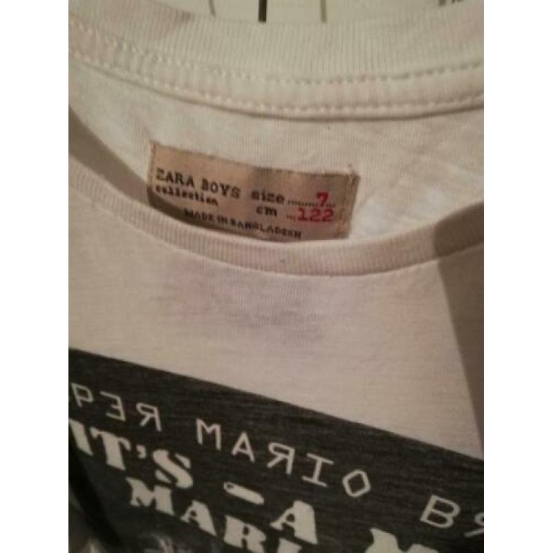 ZARA Mario t-shirt maat 122 128 wit zwart jongens shirt bros