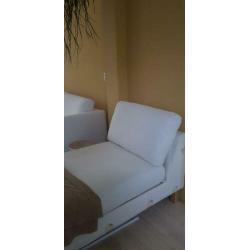 Mooie Karlstad bank met chaise longue wit katoen