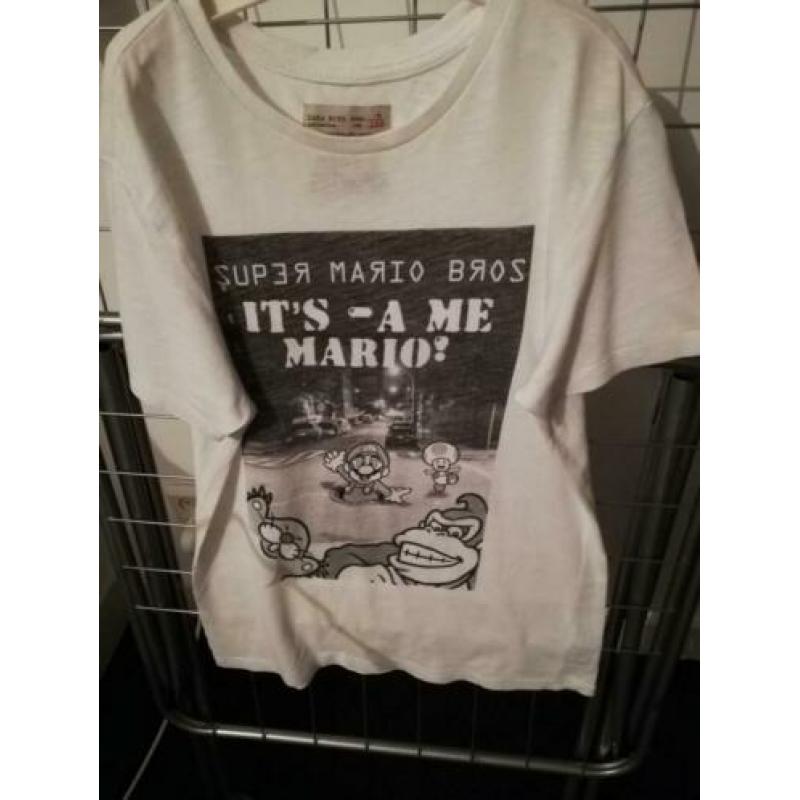 ZARA Mario t-shirt maat 122 128 wit zwart jongens shirt bros