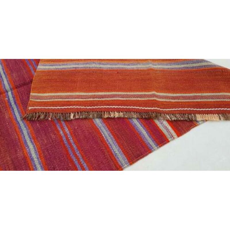 Vintage kelim kleed loper 331x125 cm vloerkleed tapijt kelim