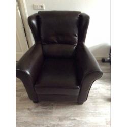 Bruine lederlook fauteuil