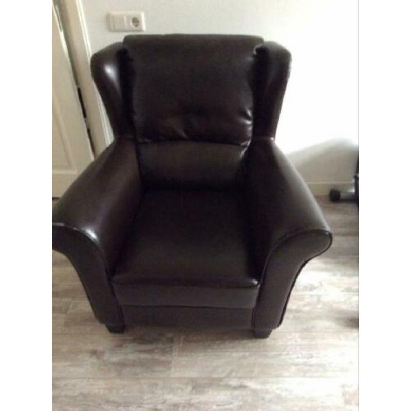 Bruine lederlook fauteuil