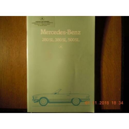 Prospectus Mercedes sl type W107. Uitgavejaar 1982. Nederlan