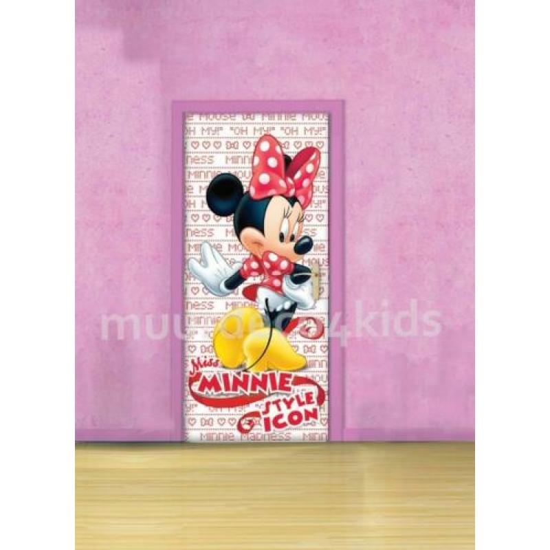 Minnie Mouse deurposter Rood VLIESbehang *Muurdeco4kids