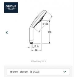 Grohe Rainshower handdouche 160 mm met 4 straalsoorten