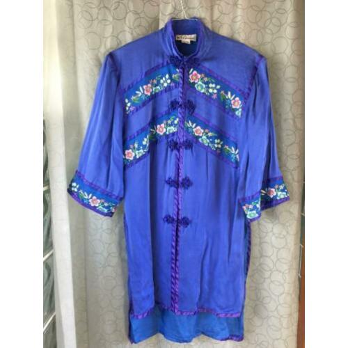 Zijde kimono jas geborduurd 'Le canari'