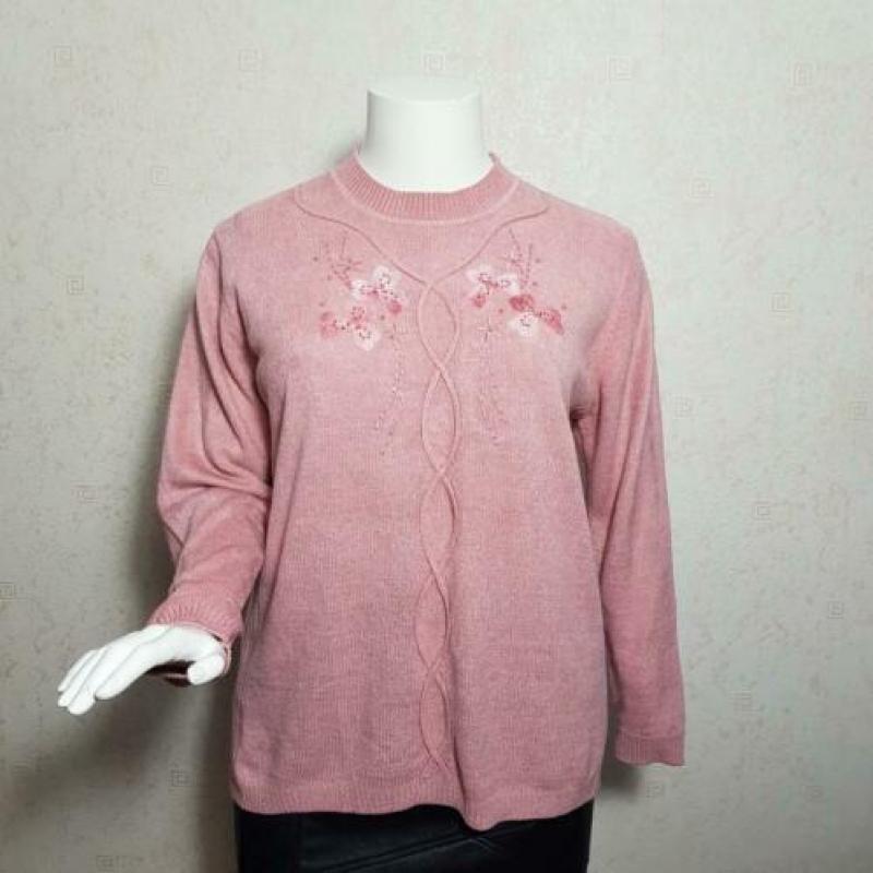 Vintage roze trui met borduursel maat XXL