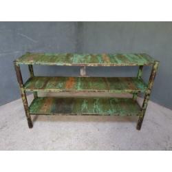Industriële sidetable, stellingkast groen
