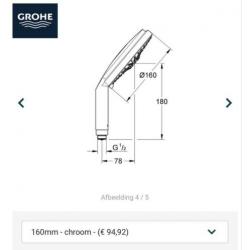 Grohe Rainshower handdouche 160 mm met 4 straalsoorten