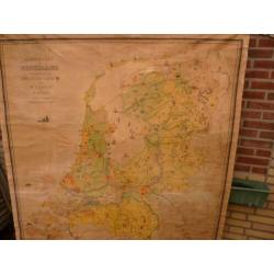 Poll wandkaart schoolkaart Nederland Bakker en Rush 1948