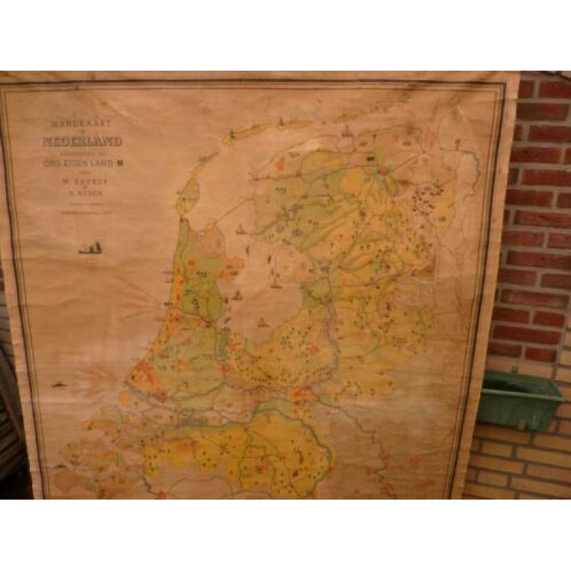 Poll wandkaart schoolkaart Nederland Bakker en Rush 1948