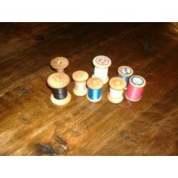 naaigaren klosjes, hout, 8 stuks, oud, zie foto's