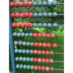 Oud industrieel groot telraam school antiek brocante abacus
