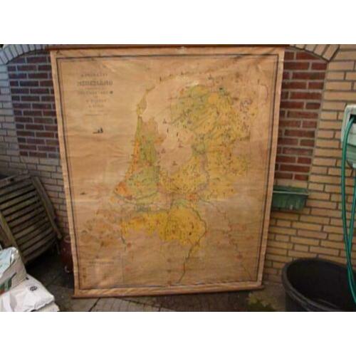 Poll wandkaart schoolkaart Nederland Bakker en Rush 1948