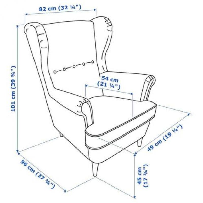 Ikea strandmon fauteuil & poef leer