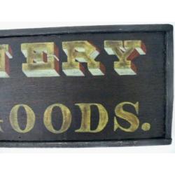 Antiek reclame bord/houten paneel/hoeden- modewinkel
