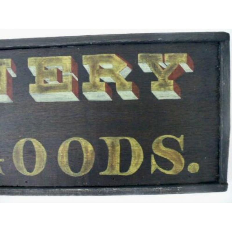 Antiek reclame bord/houten paneel/hoeden- modewinkel