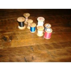 naaigaren klosjes, hout, 8 stuks, oud, zie foto's