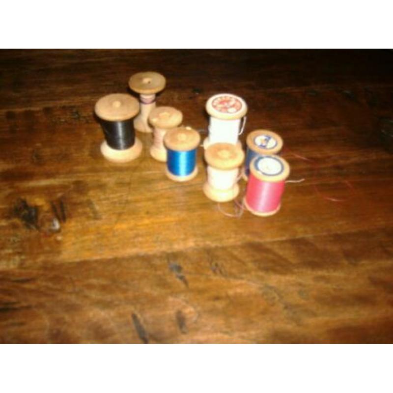 naaigaren klosjes, hout, 8 stuks, oud, zie foto's