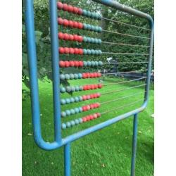 Oud industrieel groot telraam school antiek brocante abacus