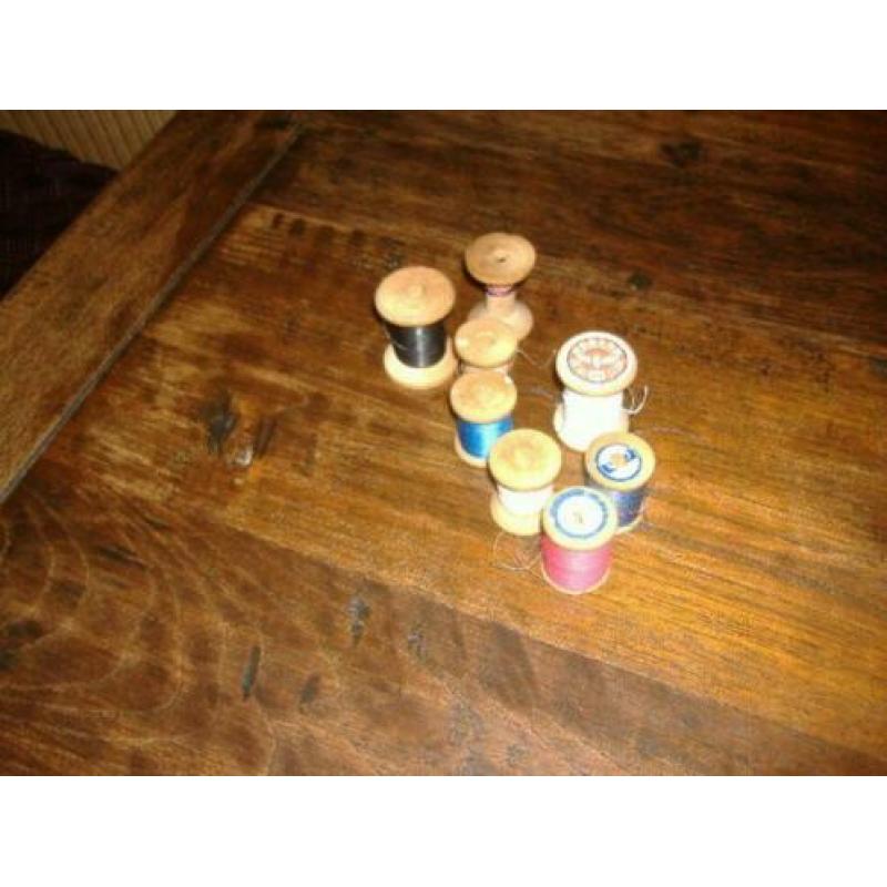 naaigaren klosjes, hout, 8 stuks, oud, zie foto's