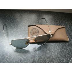 Vintage oude metalen heren piloten-bril met etui