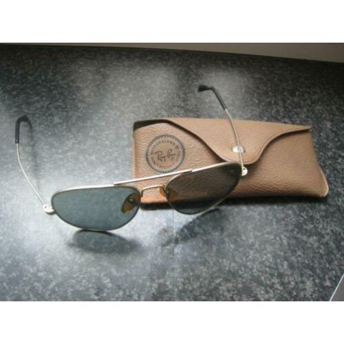 Vintage oude metalen heren piloten-bril met etui