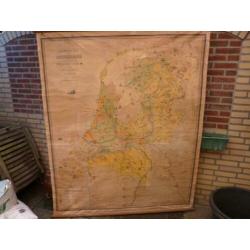 Poll wandkaart schoolkaart Nederland Bakker en Rush 1948