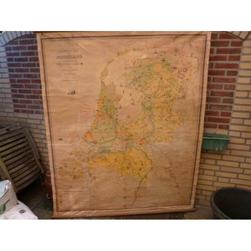 Poll wandkaart schoolkaart Nederland Bakker en Rush 1948