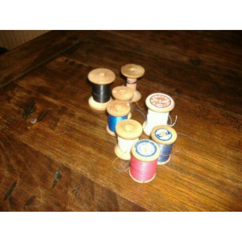 naaigaren klosjes, hout, 8 stuks, oud, zie foto's