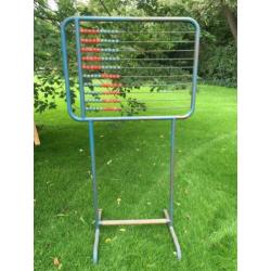 Oud industrieel groot telraam school antiek brocante abacus