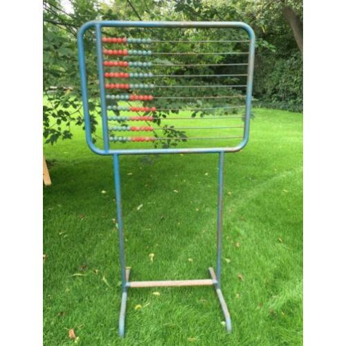 Oud industrieel groot telraam school antiek brocante abacus