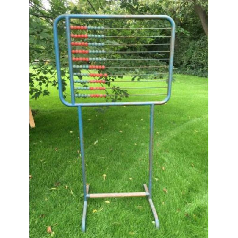 Oud industrieel groot telraam school antiek brocante abacus