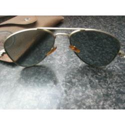 Vintage oude metalen heren piloten-bril met etui