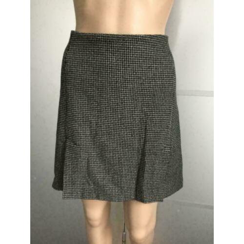 C675 MEXX maat 42=L wollen rok rokje grijs/zwart/wit