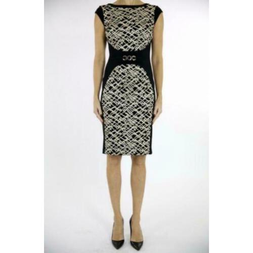 Ribkoff elegante vrouwelijke jurk zwart wit beige 38