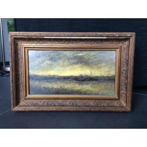 Henk Bies, olieverf op paneel, afm incl lijst 47x32 cm
